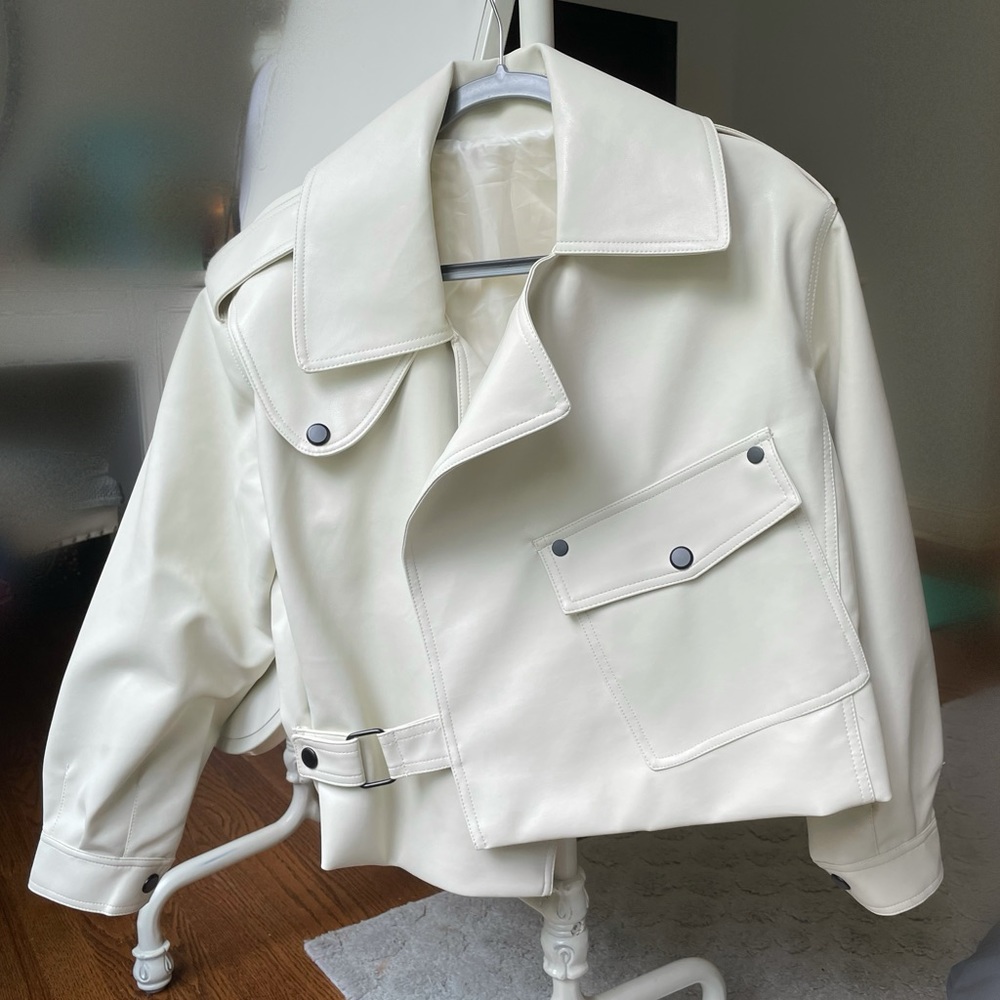 Faux Leather Asymmetrical Jacket